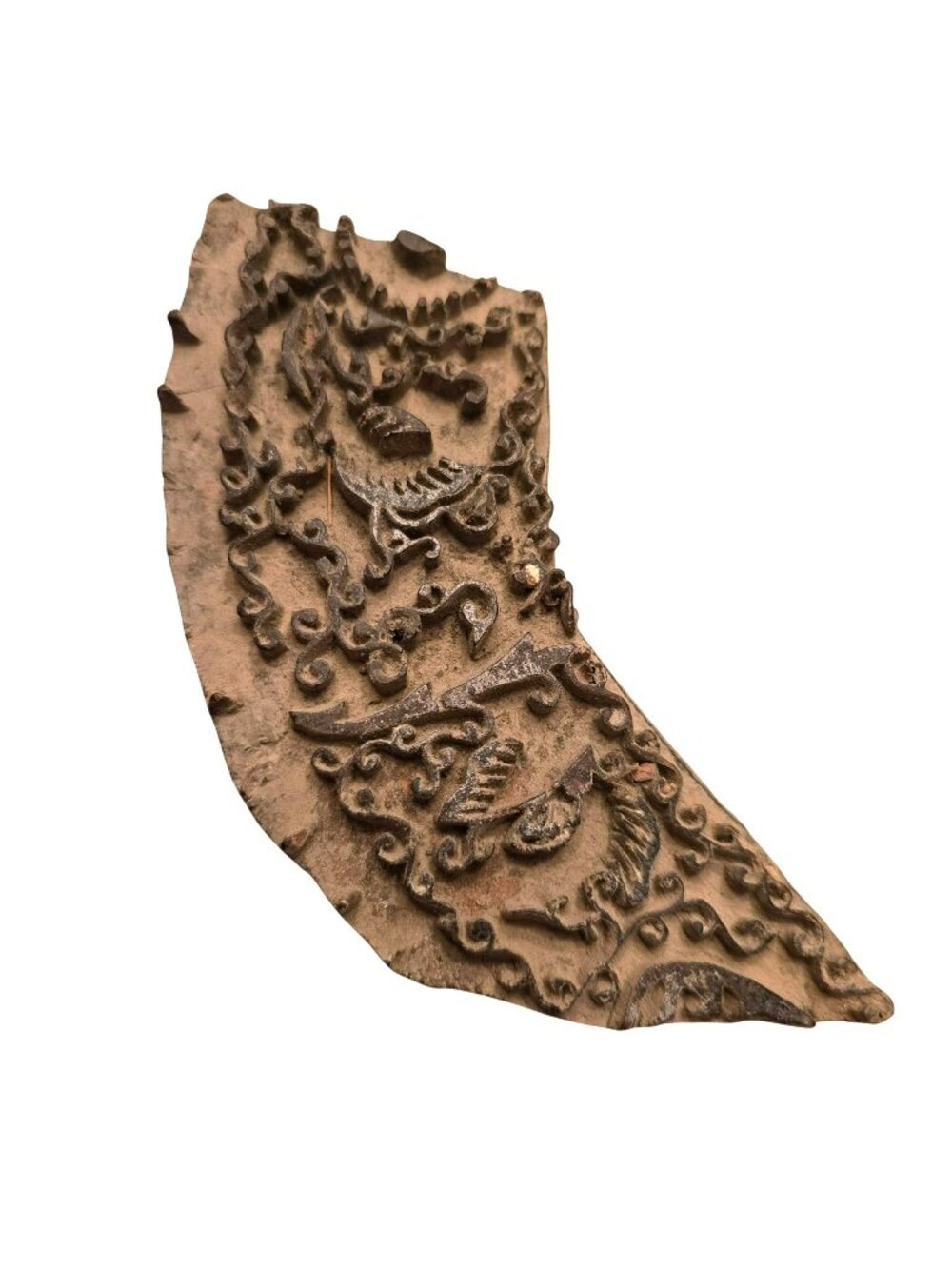 Antique Hand-Carved Wooden Textile Printing Block Floral & Bird Motifs JH1875
